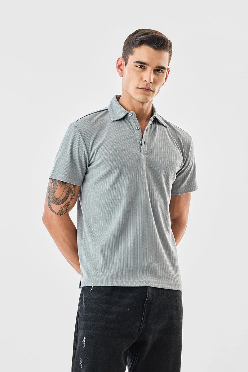 SNITCH Regular Fit Stretch Knitted Polo T-Shirt